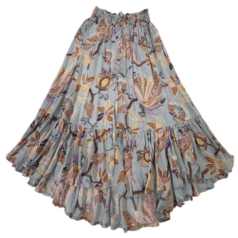 Sea Lustre Womens Boho Floral Maxi Skirt Dress One Size OS 100% Rayon EUC